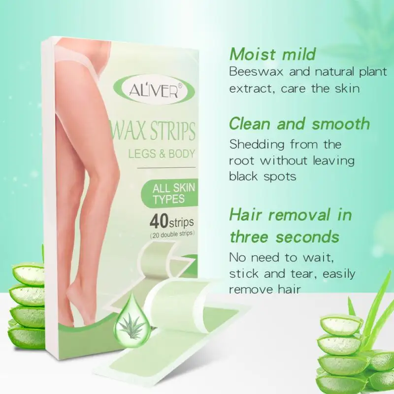 

40Pcs Professional Wax Strips Cold Wax Strips Paper For Legs Body Arm Hair Removal Cream Suitable For All Skin Female Beauty