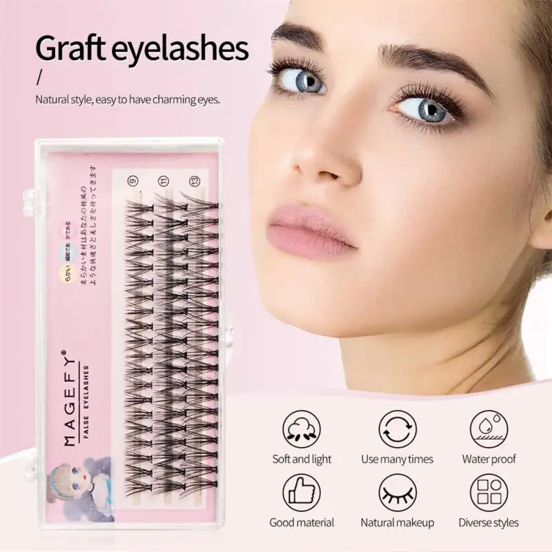 

1box Big Capacity 3D Eyelash Extensions Thickness True Mink Strip Single Cluster False Eyelashes Individual Lashes Natural Style