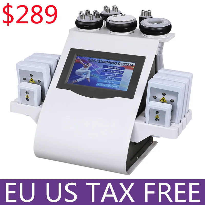 

2021 New Arrival 6 In 1 40K Ultrasonic Cavitation Vacuum Radio Frequency Laser 8 Pads Lipo Laser Slimming Machine for Home Use