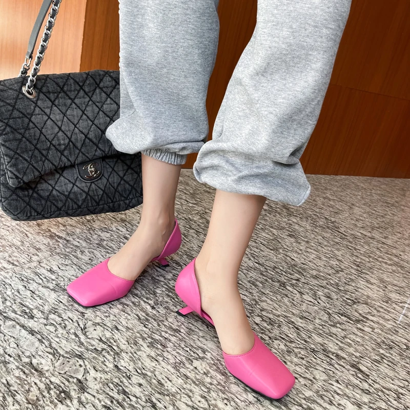 

White Low Heels For Women Summer Black Square Toe Ladies Pumps Summer Comfor Office Shoes Green High Heels Female Shoes