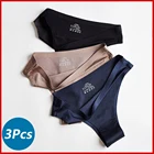 3 шт.лот, Бесшовные женские трусы, шелковое нижнее белье, женские мягкие стринги, стринги с низкой посадкой, женское модное нижнее белье, Танга