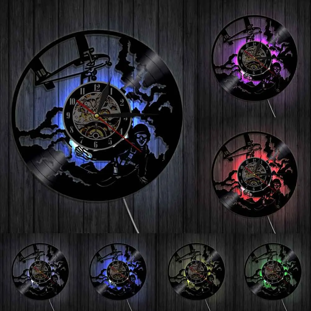 Декоративные настенные часы с парашютом виниловые 3d-часы для прыжков небом