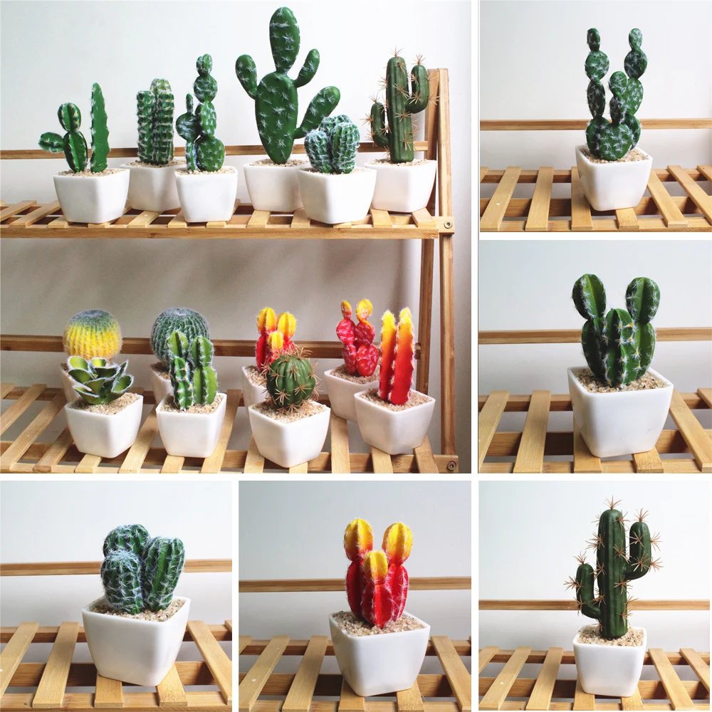 1 компл. Искусственный кактус в горшках ПУ растение с пеной ваза моделирование