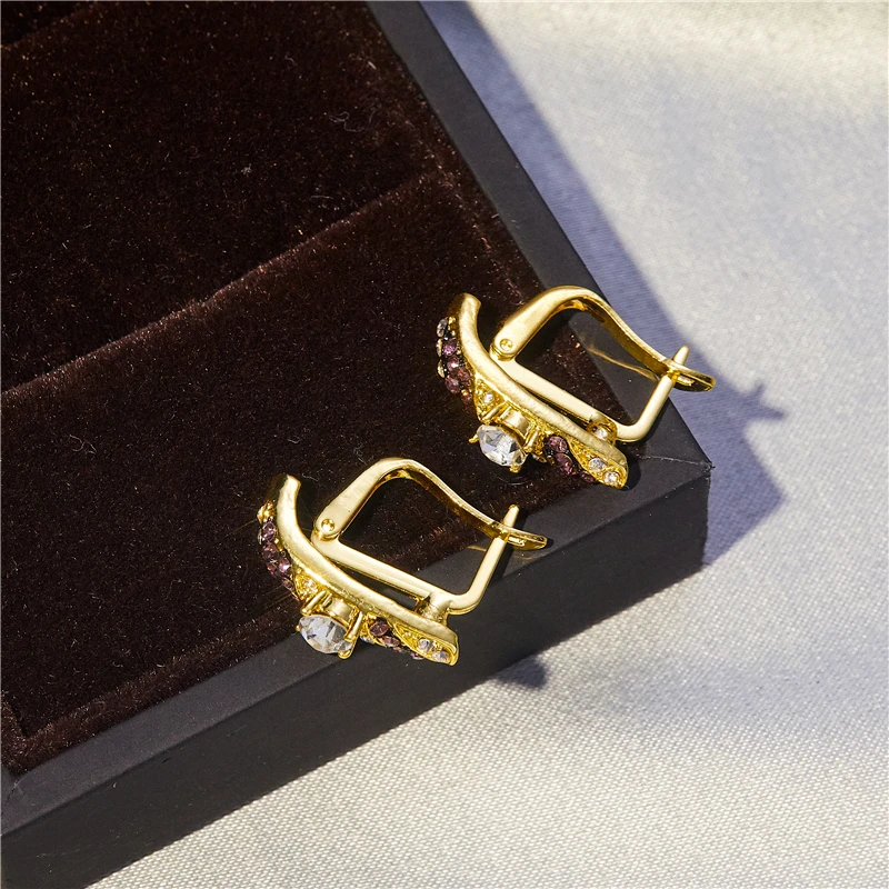 

Fashion popular exquisite charming round brown zircon earrings femininity banquet accessories Valentine's day charm jewelry gift
