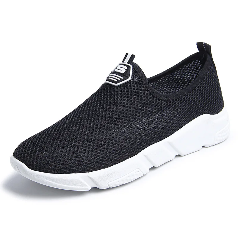 black Женские кроссовки; Вулканизированная обувь; Zapatillas Sock; Женские Летние слипоны на плоской подошве; женские мокасины для прогулки на плоской подошве; большие размеры; - Цвет: black