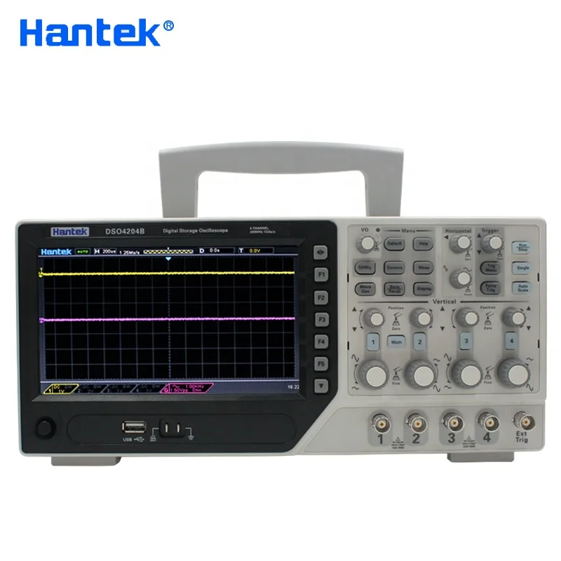 

Hantek DSO4204B Digital Oscilloscopes PC USB 4Channels 200Mhz 1GS/s Sample Rate 7 inch LDC Display Electric Osciloscopio