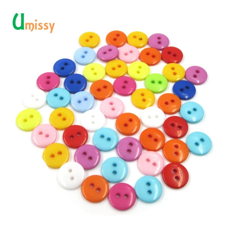 25 шт. смешанные Цвет Кнопки Скрапбукинг круглый Форма Смола 2 отверстия 11 мм 13