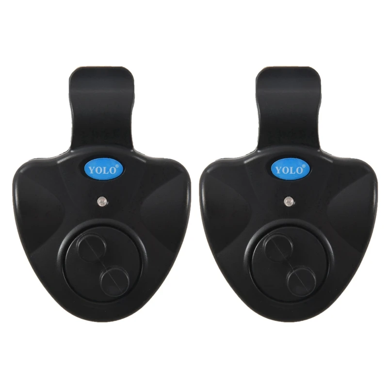 

2X Fishing Bite Alarm Bell Indicator Led Waterproof Nightlight Angling + Batteries - Black