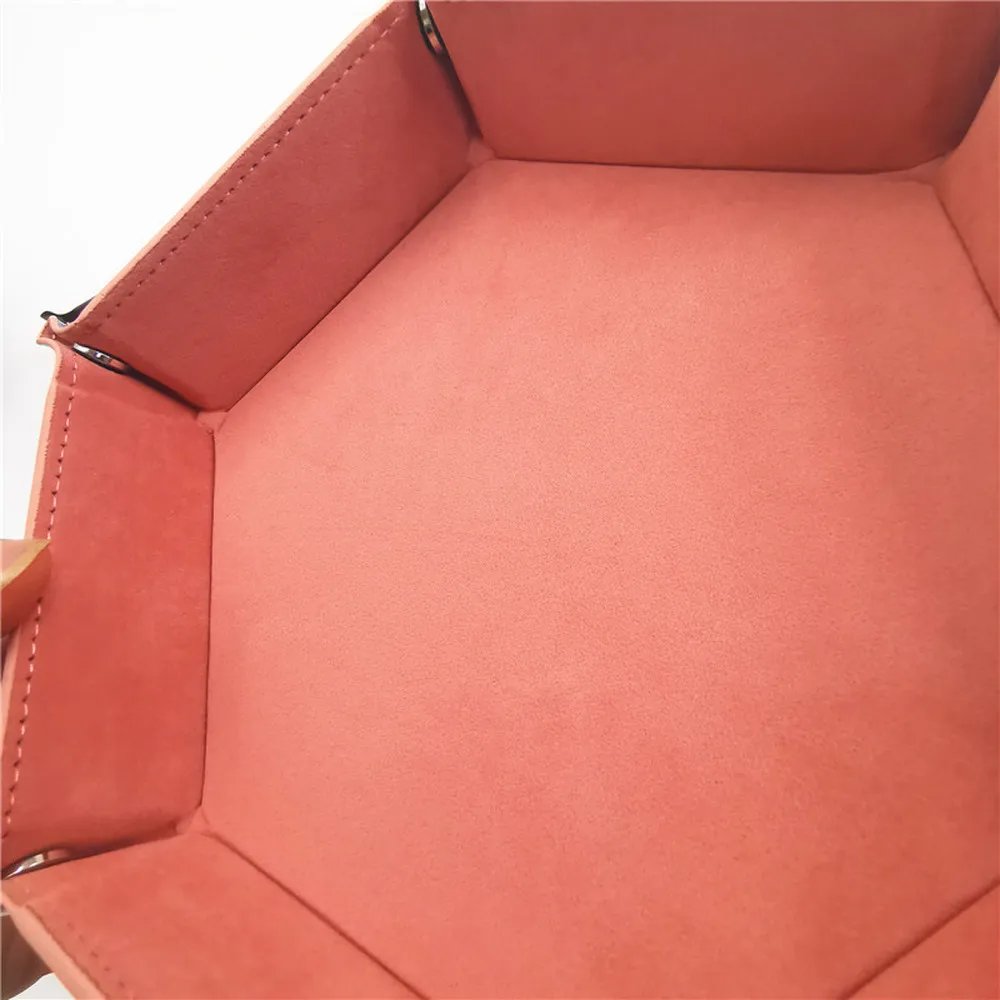 Шестигранные складные лотки для костей из искусственной кожи Бархатный поднос