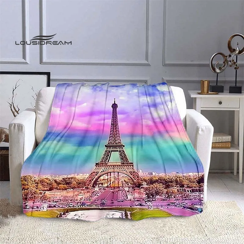 Одеяло с Эйфелевой башней модное Фланелевое покрывало рисунком пейзажа мягкое 3D