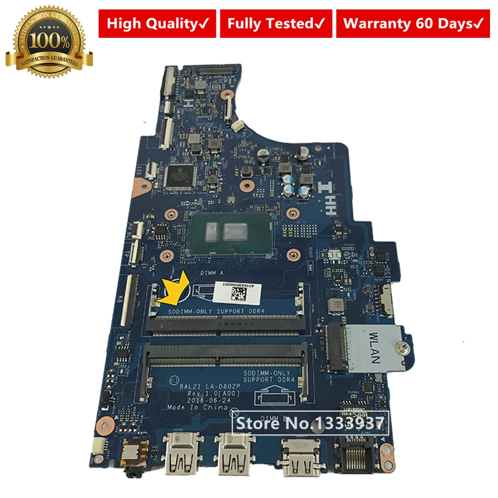 Материнская плата BAL21 LA D802P для DELL Inspiron 15 5567 5767 материнская ноутбука с i5 7200U DDR4 CN 0DG5G3