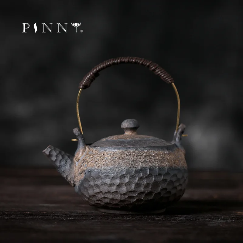 

PINNY 230ML Japanese Hammer Pattern Teapot Ceramic Pigmented Kung Fu Tea Pot Retro Portable Pot