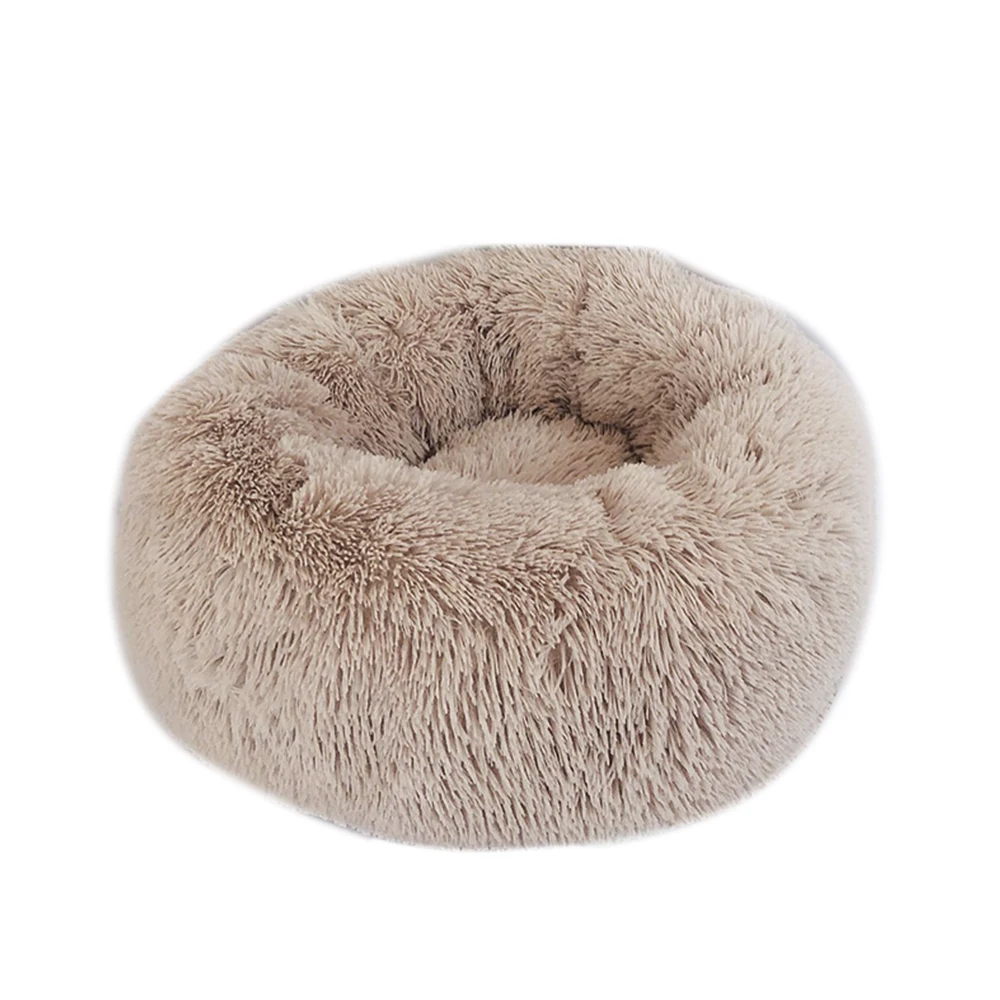 Beige brown Теплая круглая кровать для питомца кошки удобное гнездо для питомца собака кошка Моющийся питомник легко чистится кровать для собаки теплый дом для питомца - Цвет: Beige brown