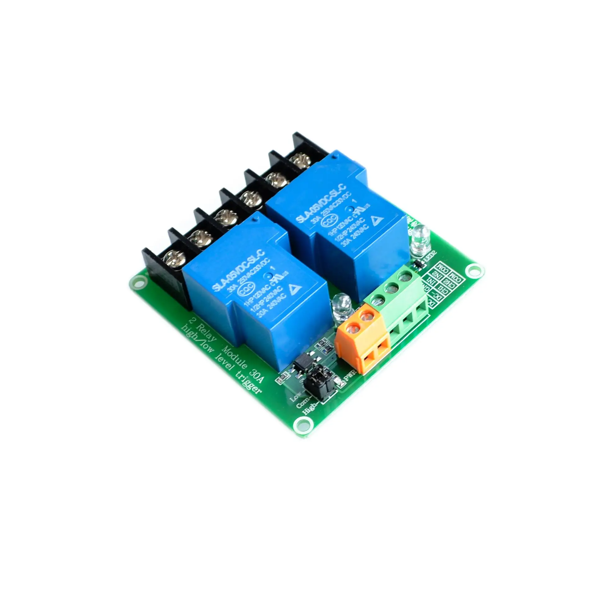 Два 2 канальный релейный модуль 30A с Оптрон 5V поддерживает высокий и низкий Тригер