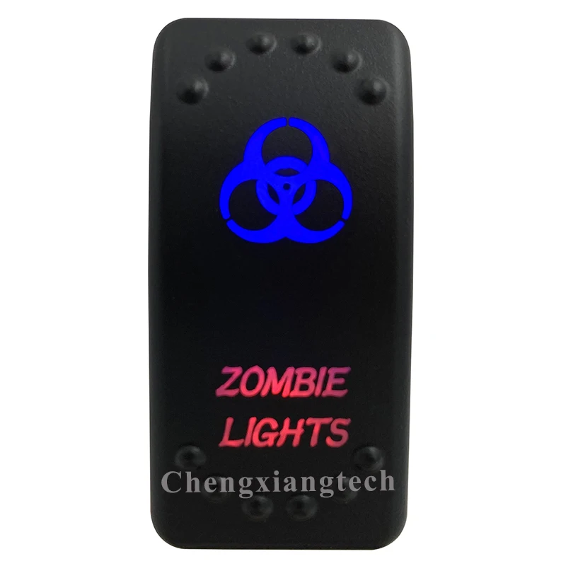 

Car Boat Truck Rv Bus - On Off - Up Blue & Down Red Led - Rocker Switch - ZOMBIE LIGHTS - 5 Pins - SPST - Waterproof