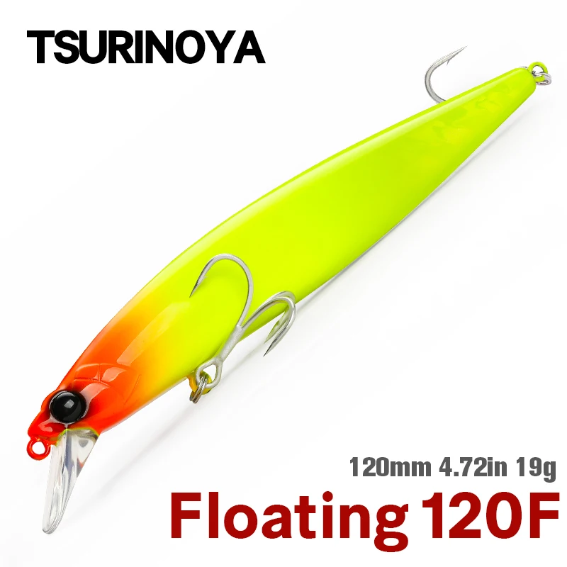 TSURINOYA 120F Floating Minnow 120mm 19g Long Casting Sea Fishing Lure STINGER Tungsten Steel Center Of Gravity Hard Baits