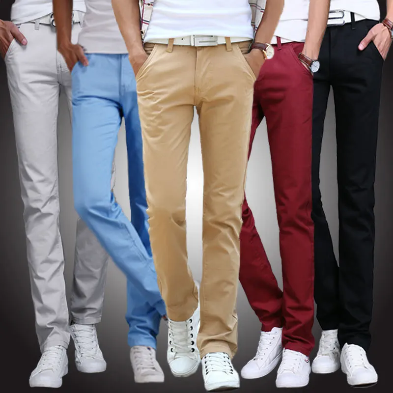 

Men's Cotton Casual Pants Spring Summer Youth Men Trousers Slim Straight Trousers