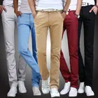 Брюки мужские хлопковые повседневные, приталенные прямые штаны для молодежи, весна-лето