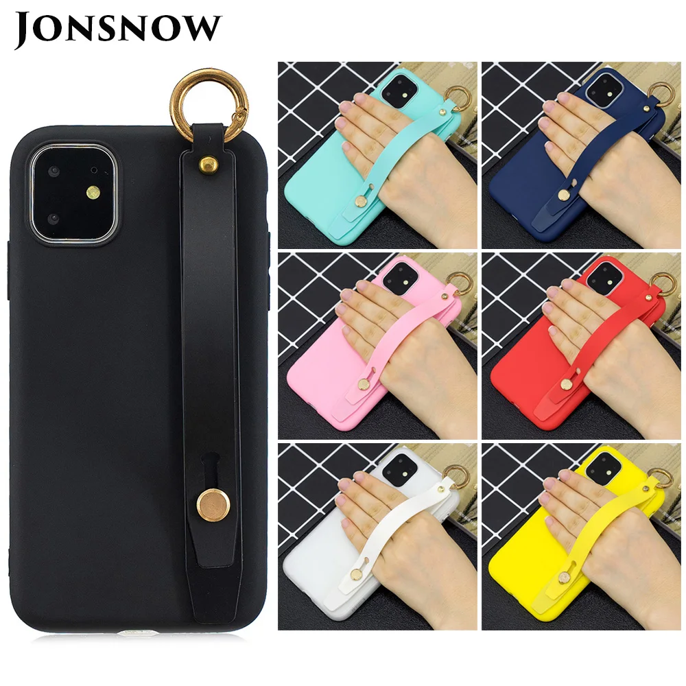 

JONSNOW Wristband Phone Case for iPhone 11 Pro 6S 6 Plus 7 8 XR XS Max SE 2020 Case Candy Color Bracket Soft TPU Cover Capa