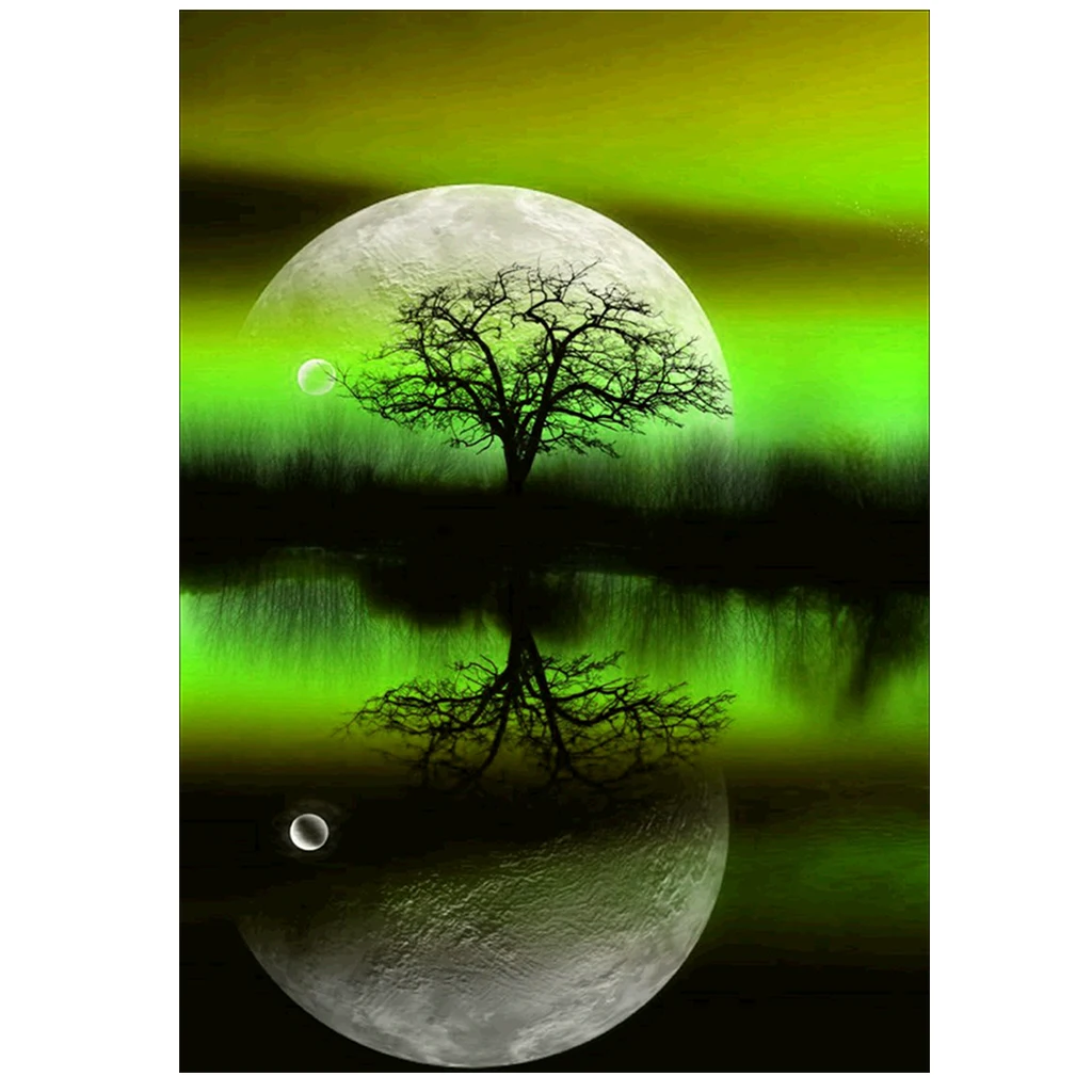 Алмазная 5D Вышивка сделай сам круглые мозаичные украшения с лунным светом