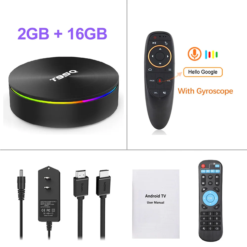 T95Q 4K Smart tv BOX Android tv Box Android 9,0 Android Box 4 Гб ОЗУ 32 Гб 64 Гб ПЗУ Amlogic S905X2 2,4 и 5G wifi BT4.1 USB 3,0 H.265 - Цвет: 2G16G and G10