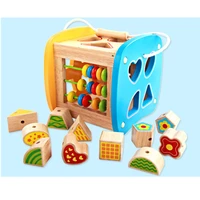 new portable educational cube bricks geometric shape matching blocks sorting box building blocks wooden baby intelligence toy