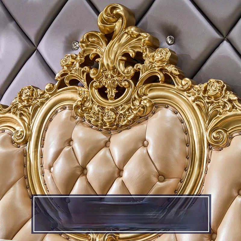 

European solid wood double bed luxury villa carved high-end master bed princess bed furniture