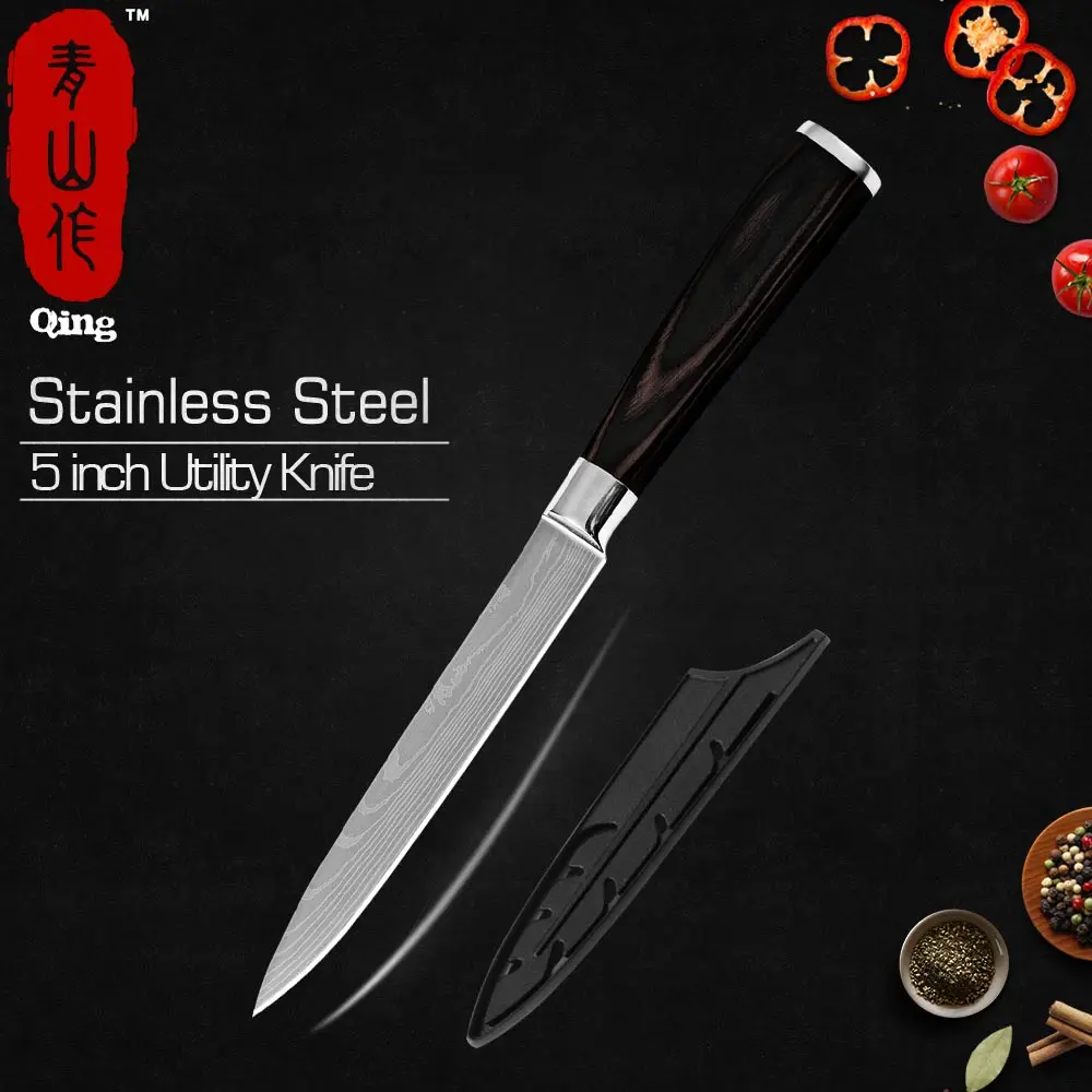 Qing универсальные ножи 5 дюймов кухонный нож из нержавеющей стали Западный стейк
