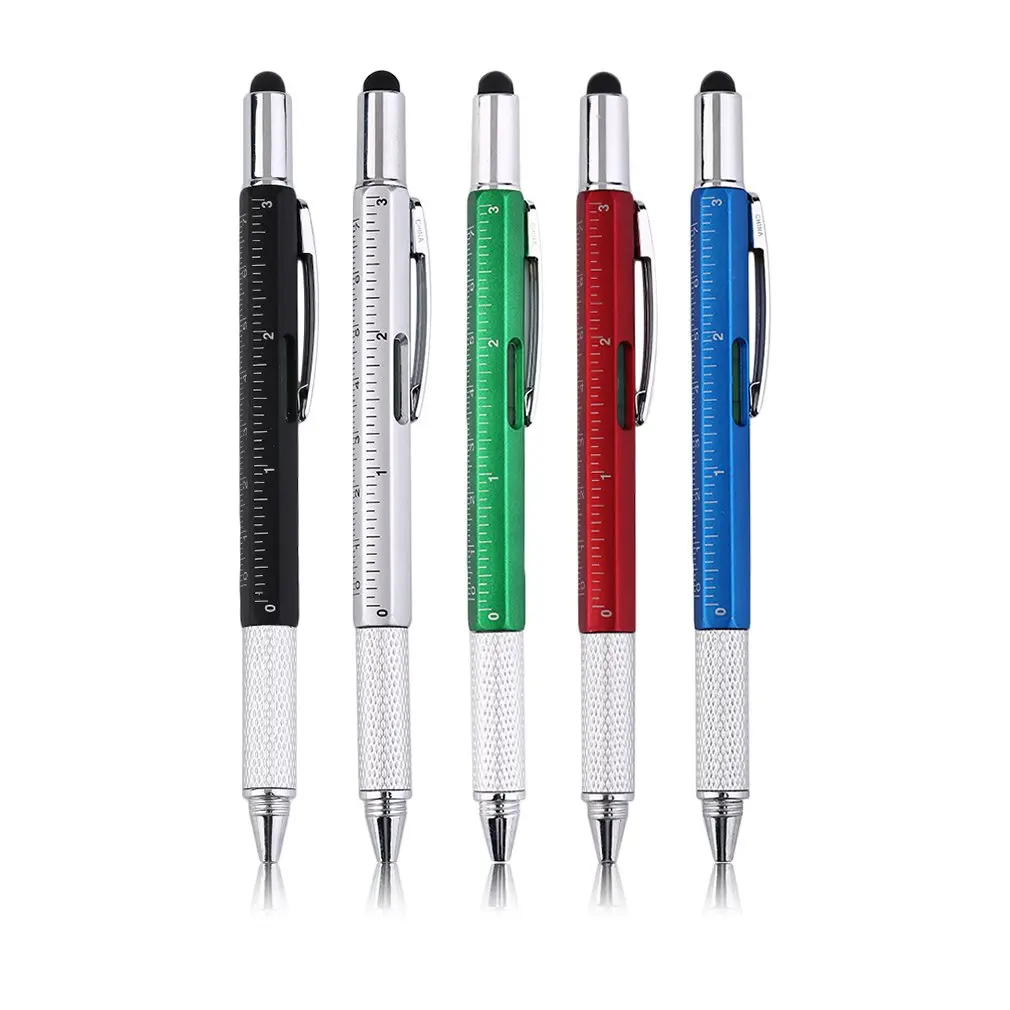 

6 In 1 Portable Multifunctional Touch Screen Tool Ballpoint Pen Stylus With Ruler Screwdriver Color Random For Smartphone Tablet
