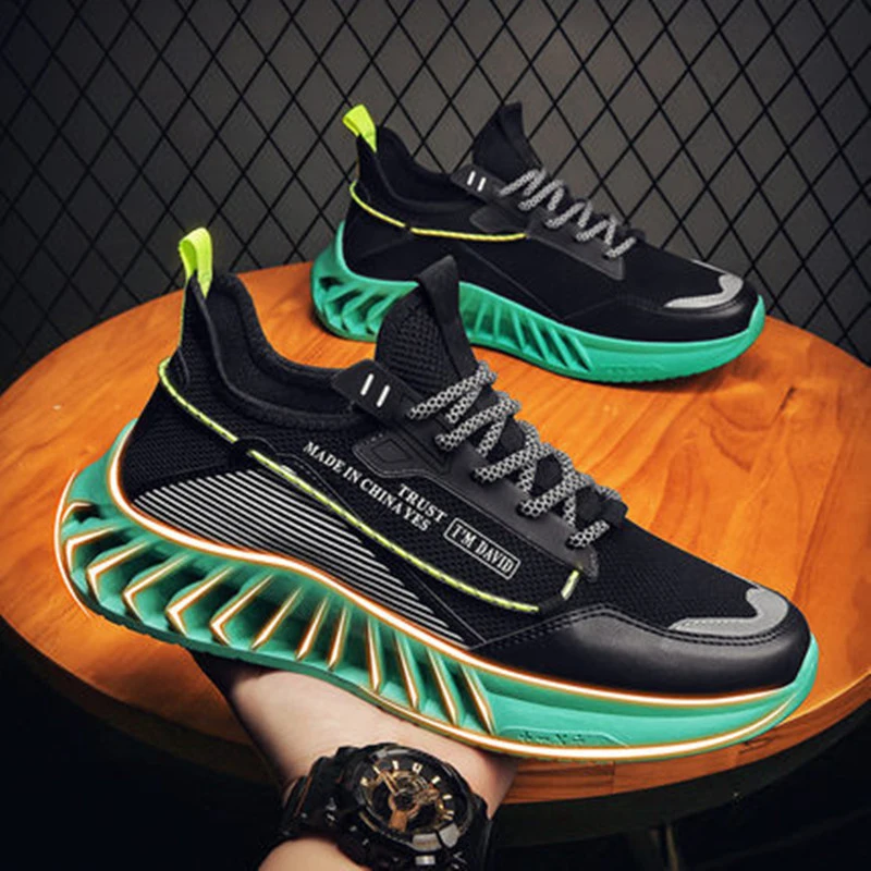 

Mesh Men Shoes Breathable Color Matching Men Sneakers Fashion Lace Lightweight Black Walking Large Size Shoes Zapatillas Homber