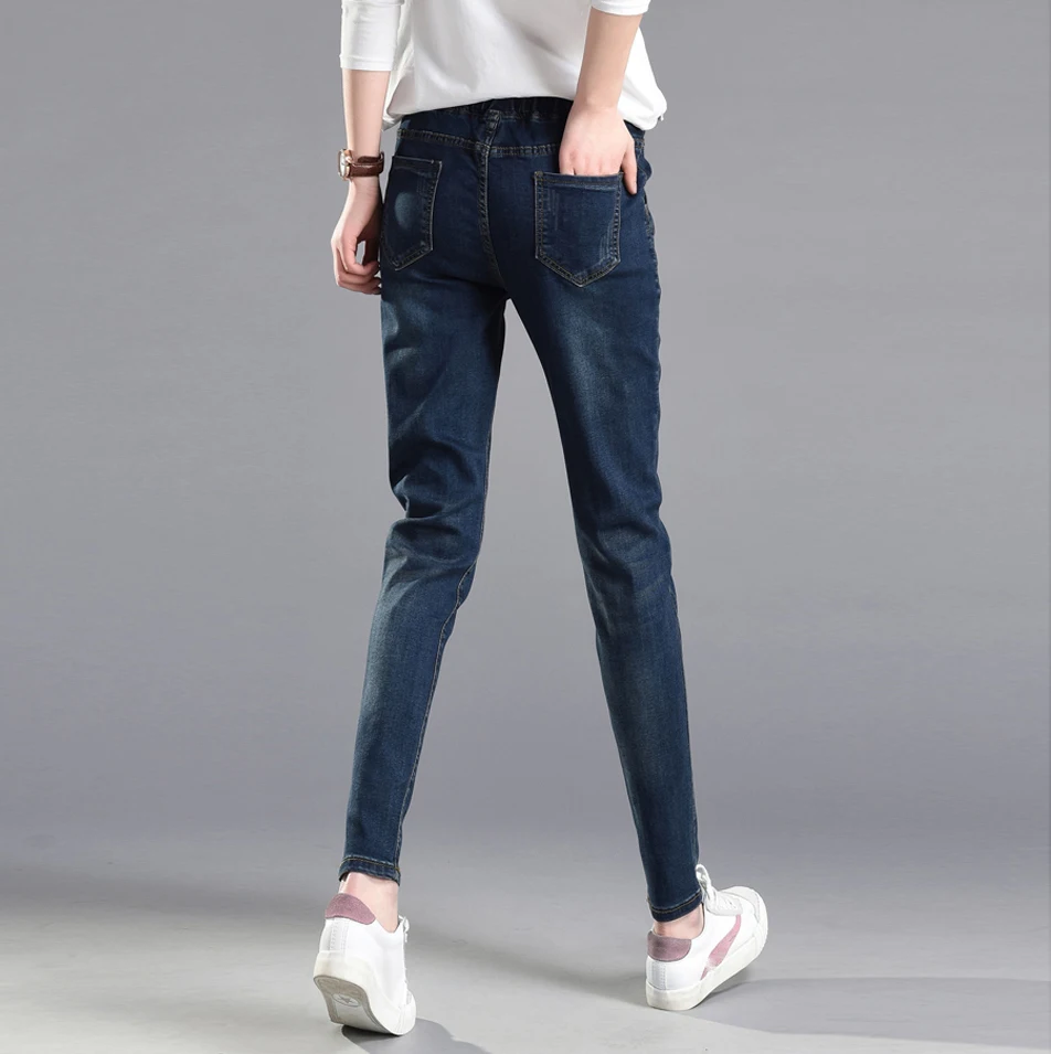 Женские джинсы брюки-карандаш Джинсовые леггинсы с эффектом потертости