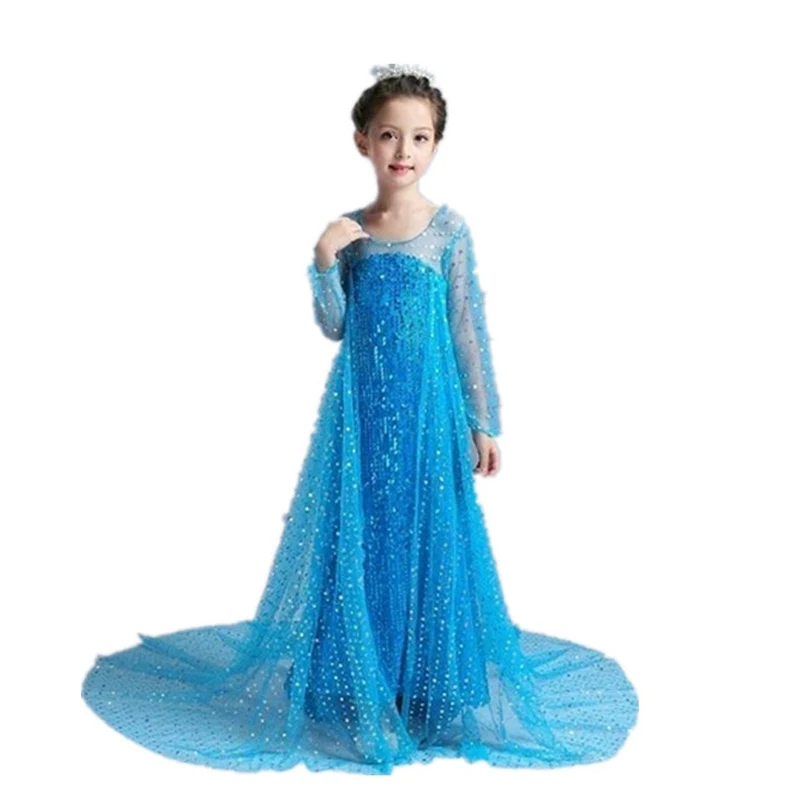 Новое платье для девочек Одежда 2 зимние вечерние платья принцессы Анны и Эльзы