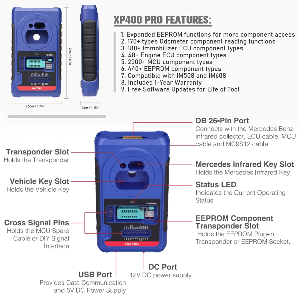 Программатор Autel XP400 PRO Key и Chip программатор работает с IM508/ IM608/IM608PRO/IM100/IM600 |