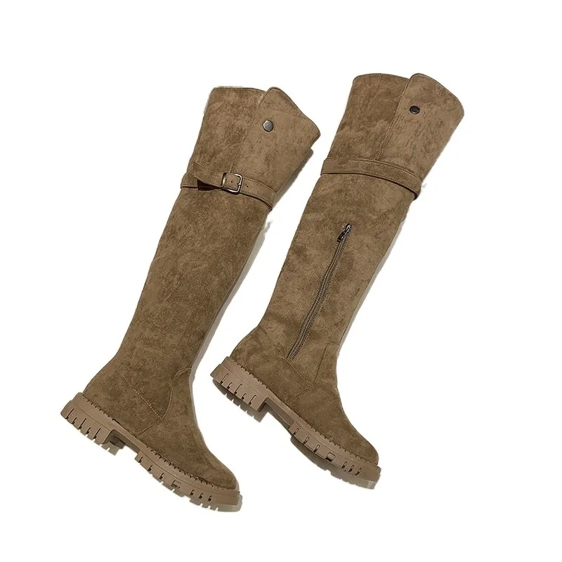 

Lamb Broth Long Boots Female Huge Boots 2022 Plus Velvet Slim Snow Boots Female Flat Net Red High Sleeve Thin Boots