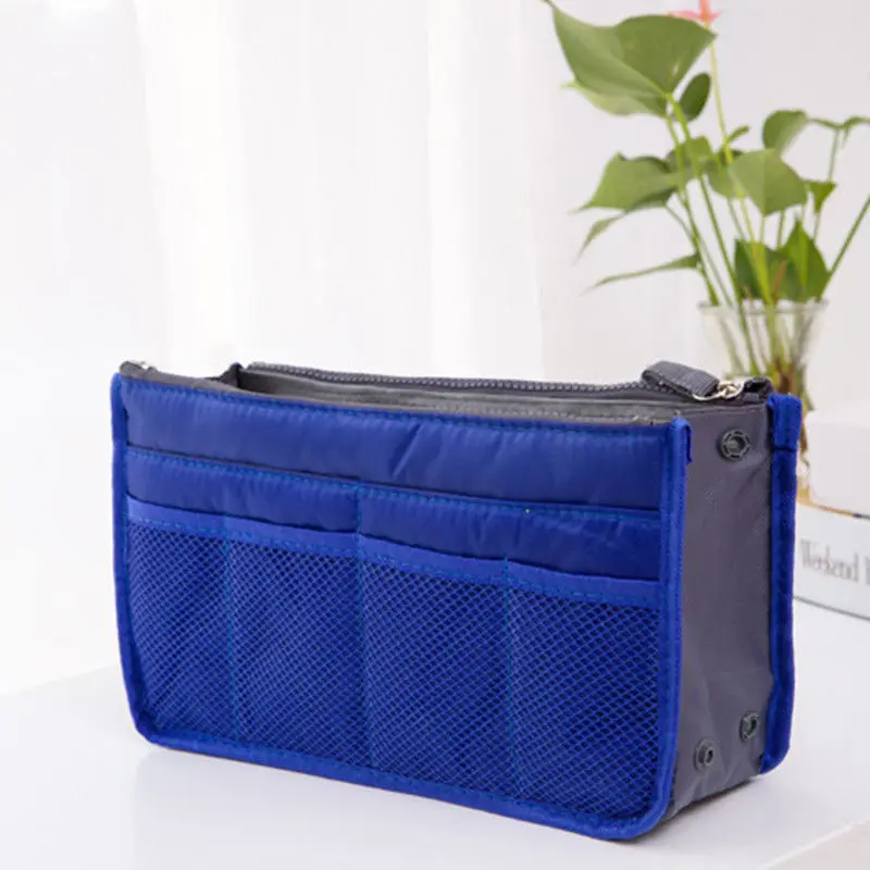 Royal blue Нам дом на открытом воздухе для хранения сумка с двойным замком макияж организатор мешок Внутренний чехол сумка с кошельком 13 карман дорожная сумка - Цвет: Royal blue