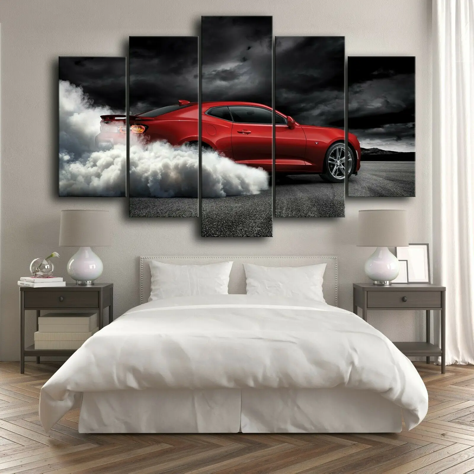 

Chevrolet Camaro Smoke Sports Car 5 Pcs Canvas Pictures Print Wall Art Canvas Paintings Wall Decor for Living Room No Framed