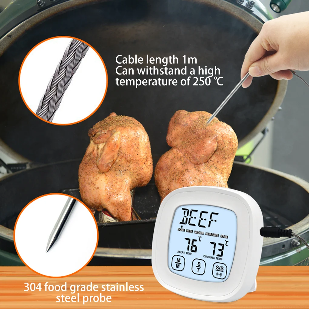 

Barbecue Thermometer Outdoor 0℃-250℃ Food Temperature Gauge Portable Cooking Battery Operated Stainless Steel Kitchen