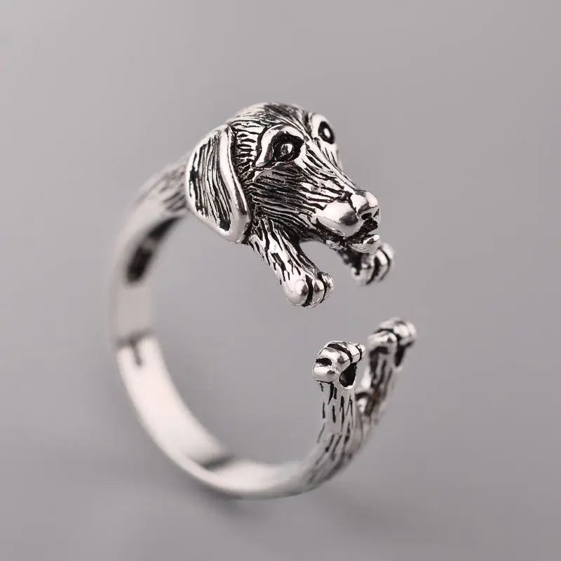 

2021 New Vintage Personal Women Alloy Opening Dog Ring Casual Party Silver Punk Plated Animal Ring Jewelry Gift
