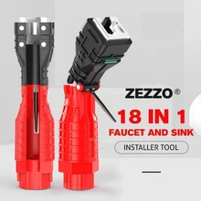 18 in 1 Faucet & Sink Installer Wrench Water Pipe Spanner Toilet End Basin Bottom Drain Tube Repair Remove Bathroom Kitchen Tool