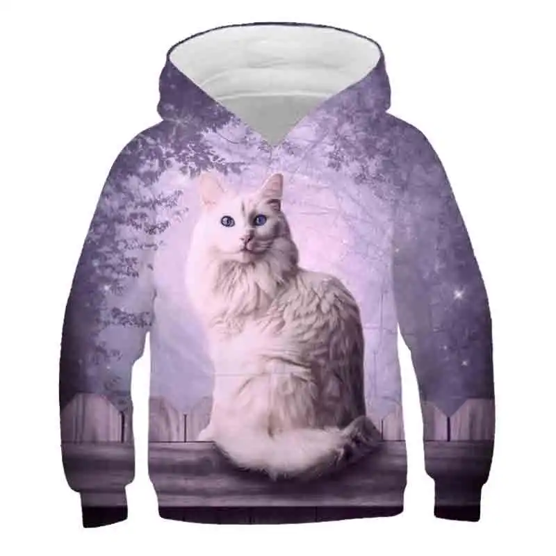 Детские толстовки с капюшоном изображением животных и кошек Сезон осень зима 2020