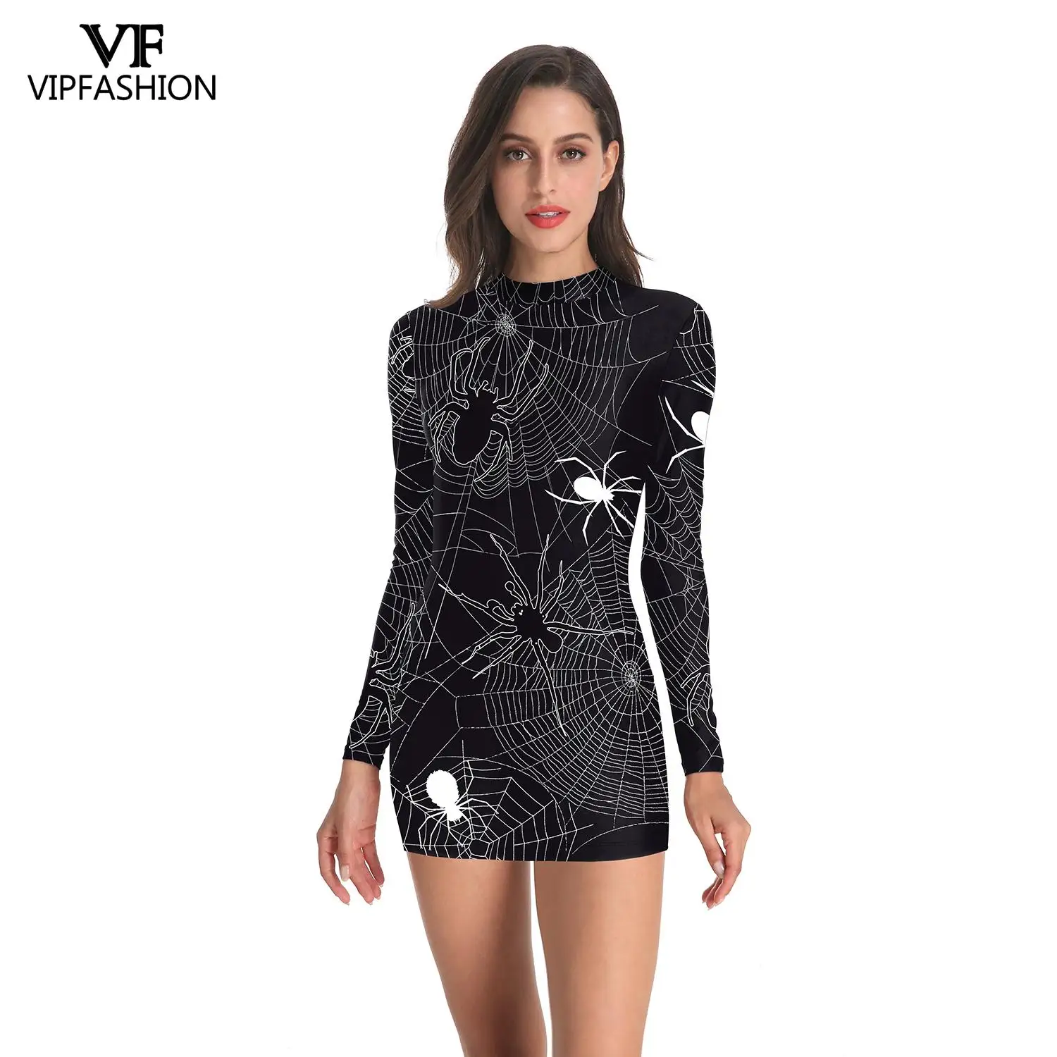 Модное осеннее облегающее платье VIP боди женское для Хэллоуина с золотым