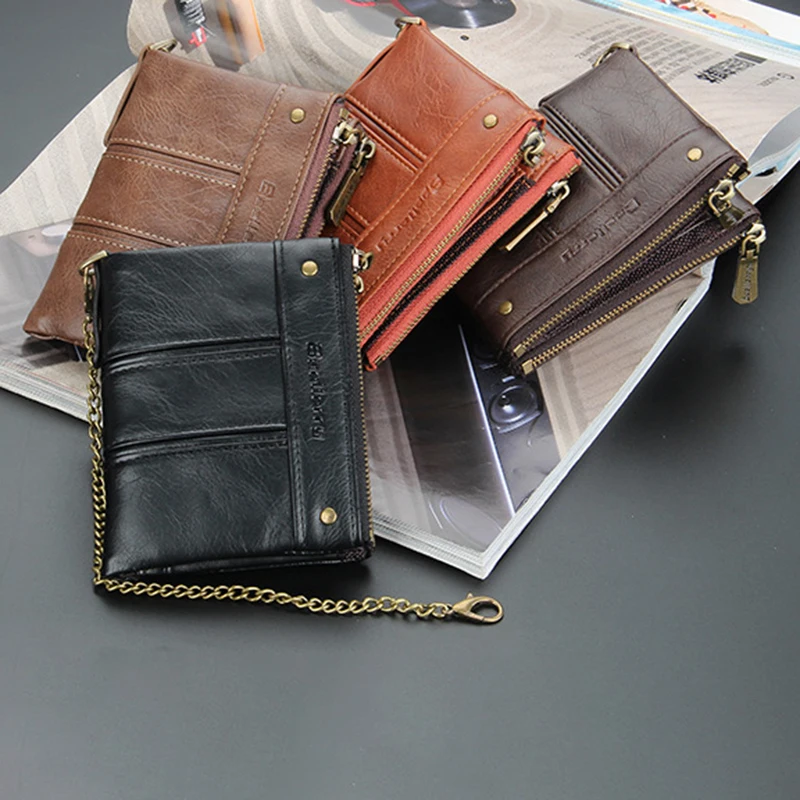 

New Wallet Anti-theft Brush Men's Wallet Pu Leather Multifunctional Buckle Zipper Retro Men's Bag Casual Coin Purse