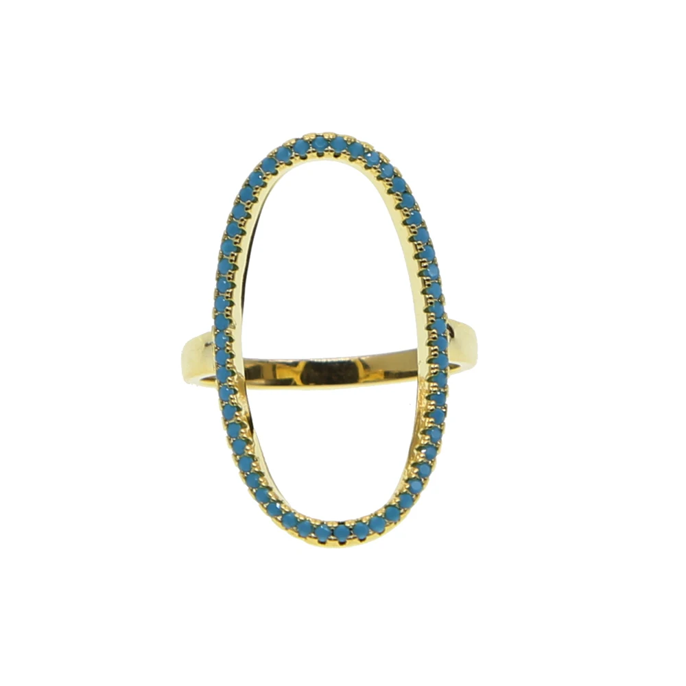 Богемные сверкающие полые овальные кольца паве синий крошечный кубический