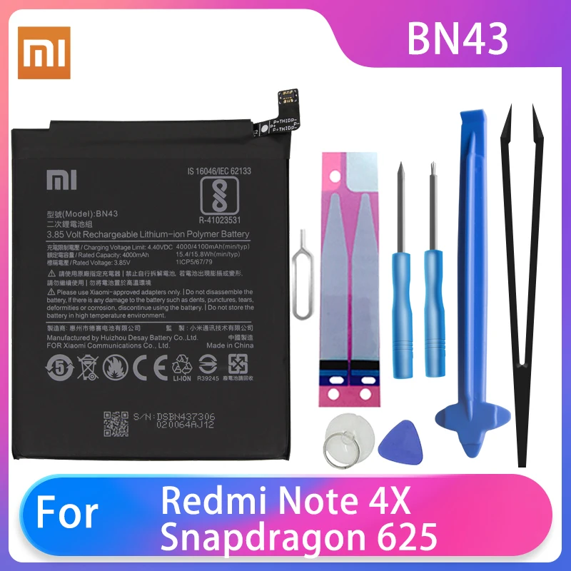 Оригинальный телефон Xiaomi Redmi Note 4X / 4 global Snapdragon 625 батареи BN43 4100 мАч бесплатные