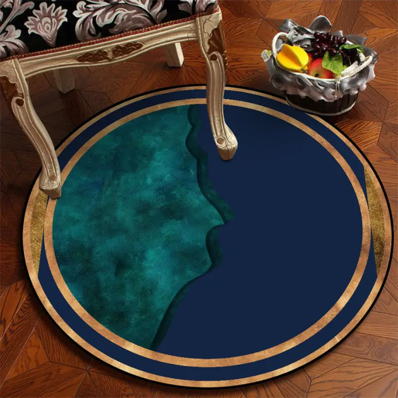 

Fashion Design Round Rugs For Living Room Carpet Bedroom Home Decor Chair Mat Green Gold Style Anti Slip Delicate