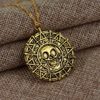 movie accessories caribbean akg pirates aztec gold coin necklace retro skull pendant punk hip hop necklace