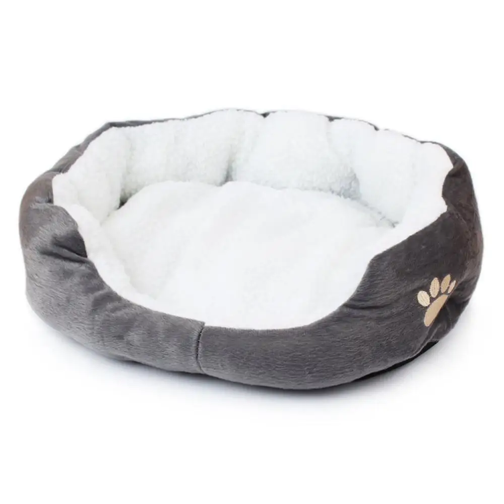 Серебристый S/L size Pet Dog Warming Bed Dog House Soft Material Nest Dog Baskets Fall and Winter Warm Kennel For Cat Puppy - Цвет: Серебристый