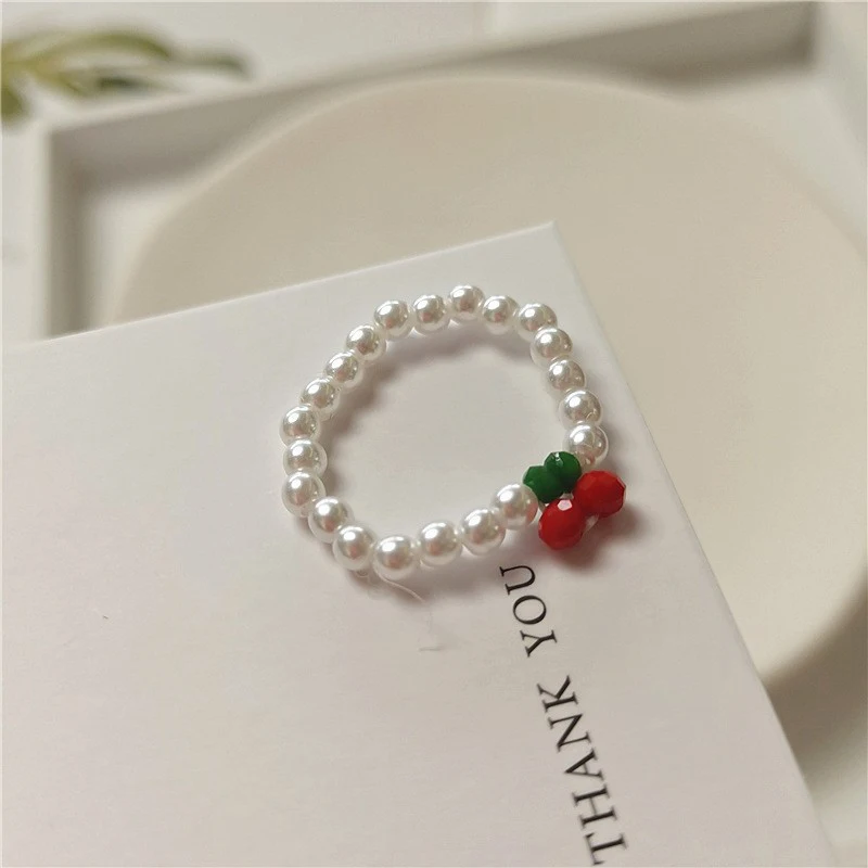 Модное мини-кольцо на шнурке с бусинами для женщин и девушек милые эластичные
