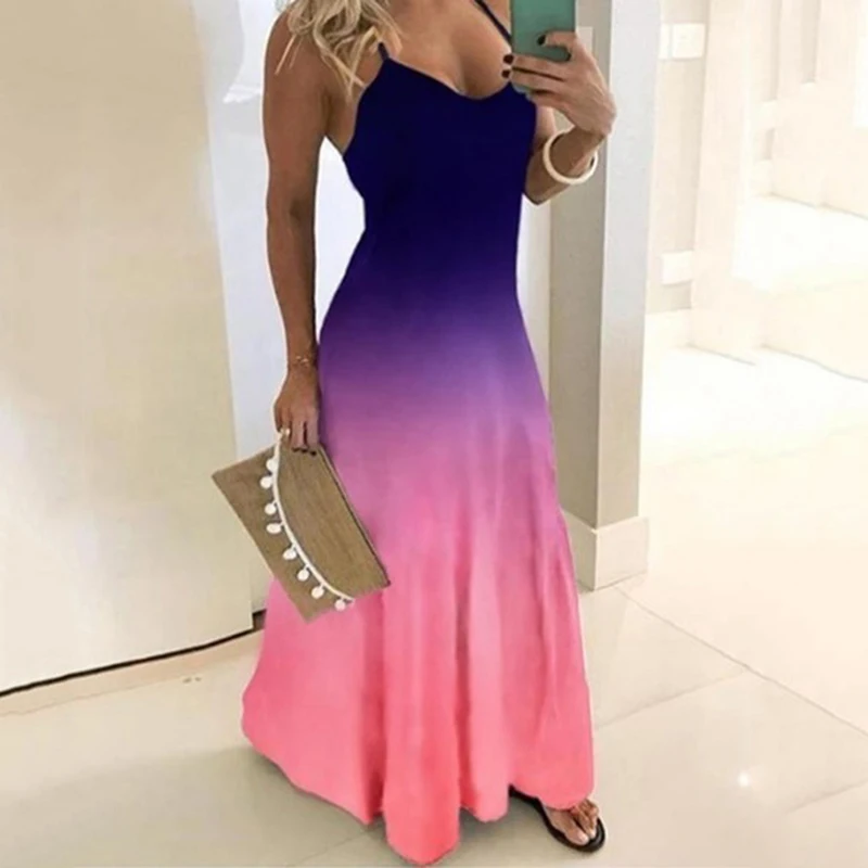 Женское вечернее платье-макси Elagant длинное платье с запахом и градиентом