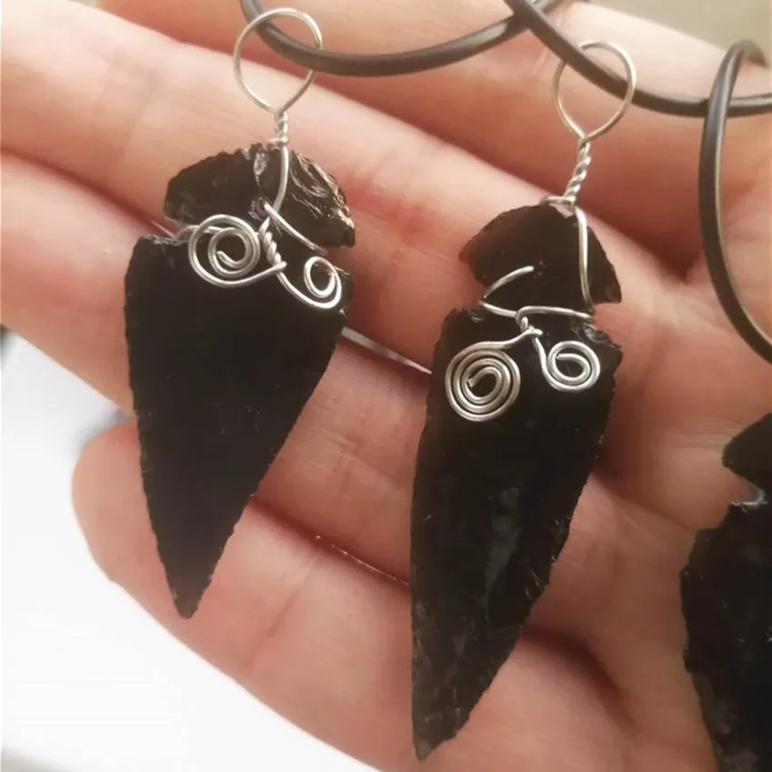 Мужской в панк стиле рок сырья черный обсидиан подвески Шарм для мужчин